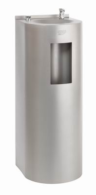 Stainless steel drinking fountain for wall and floor mounting, with bottle filler and manual control — AFO 01.SL