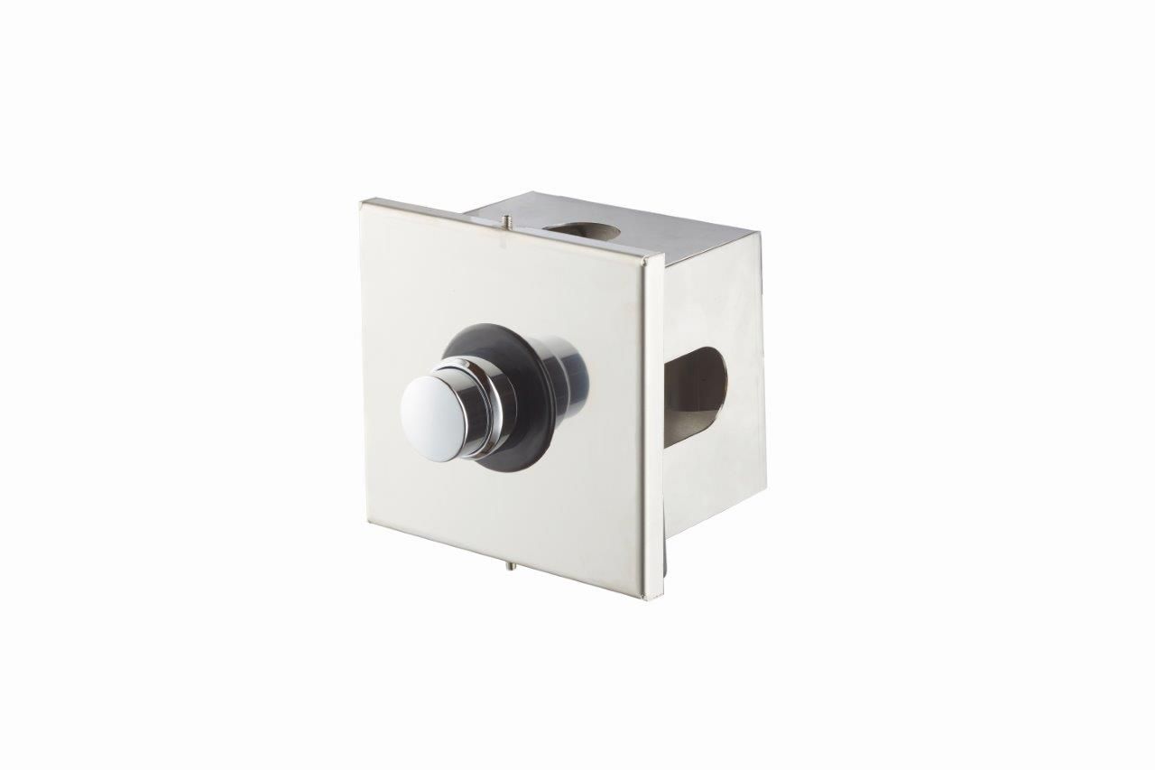 Robinet encastré à fermeture temporisée de 15-25 s, pour une seule arrivée d'eau, avec bouton-poussoir et boîtier d'encastrement — STB 002