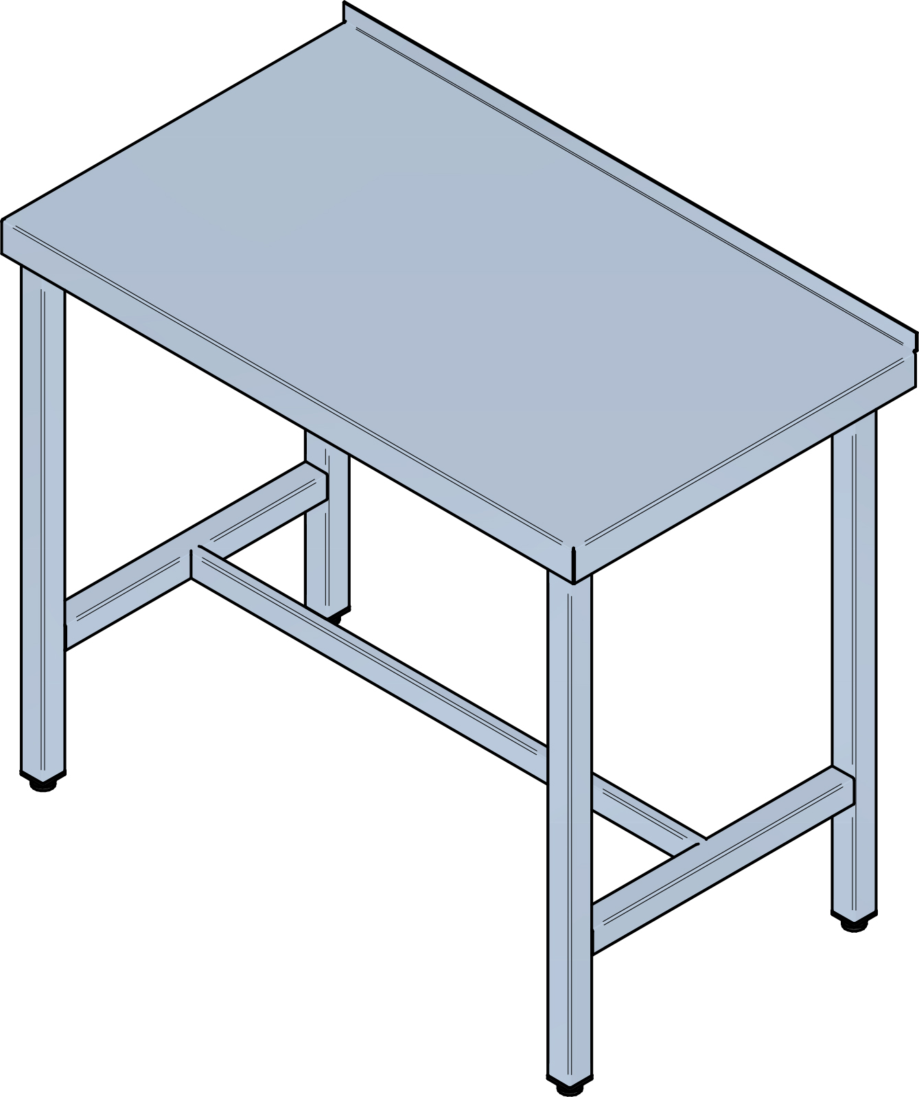 Stainless steel work table with footrest — SD 01 - 600×1250×850