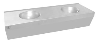 Ensembles de lavabos muraux en inox avec habillage et vasques rondes — PUN 02.2