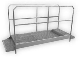Desinfektionsdurchlaufbecken zur Bodenaufstellung mit Geländer, Länge 2750 mm — BDS 02